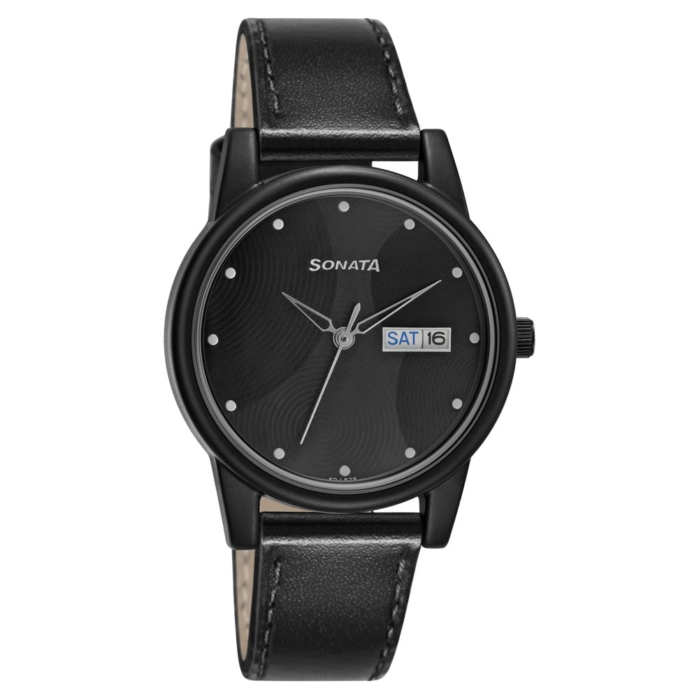 SONATA Gents Black Analog Watch - For Men - Buy SONATA Gents Black Analog  Watch - For Men NK77031NM02 Online at Best Prices in India | Flipkart.com