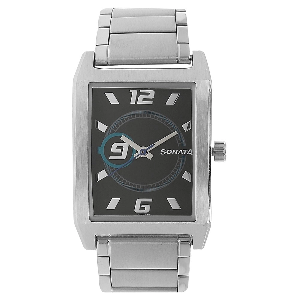 Peugeot Men's Watch Silver Tank Shape with Blue Dial and Brown Leather  Strap - Peugeot Watches