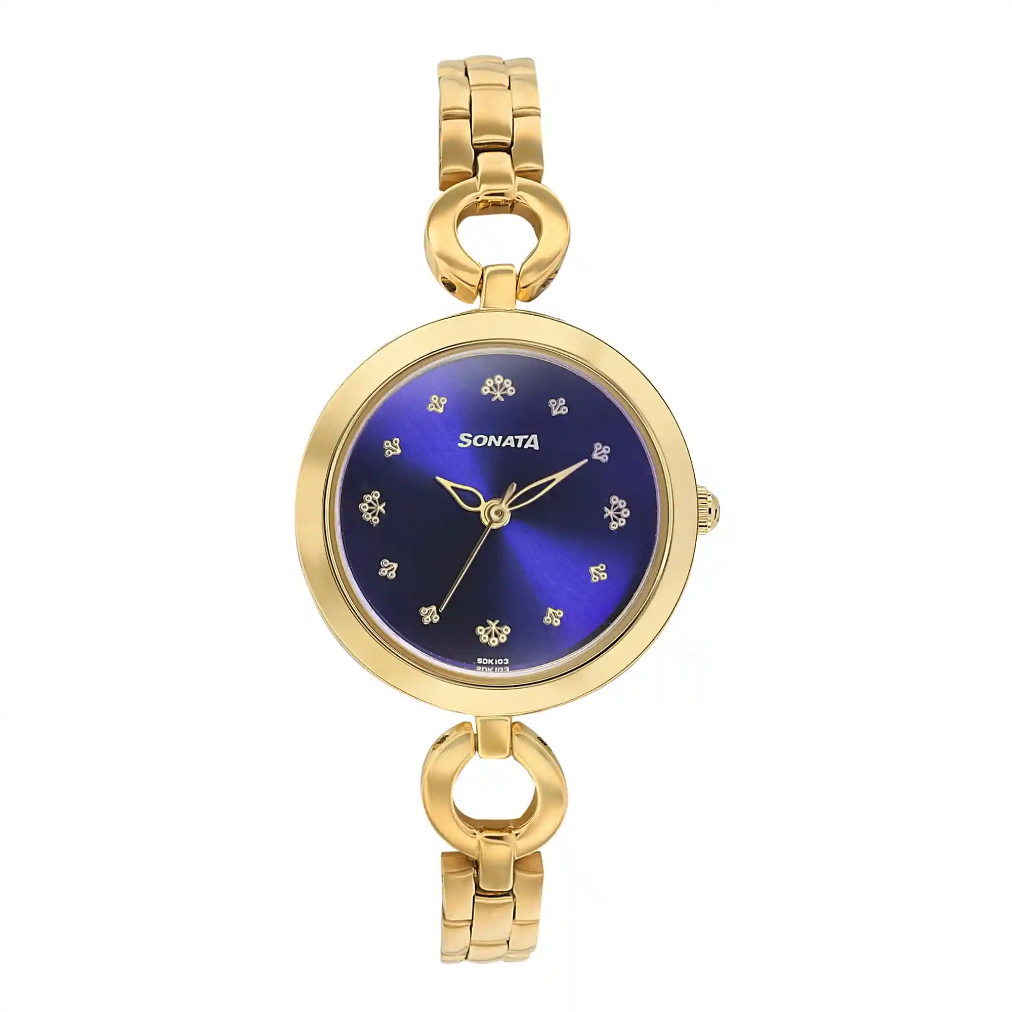 Sonata Cobalt Blue Dial Stainless Steel Strap Watch 8147YM05