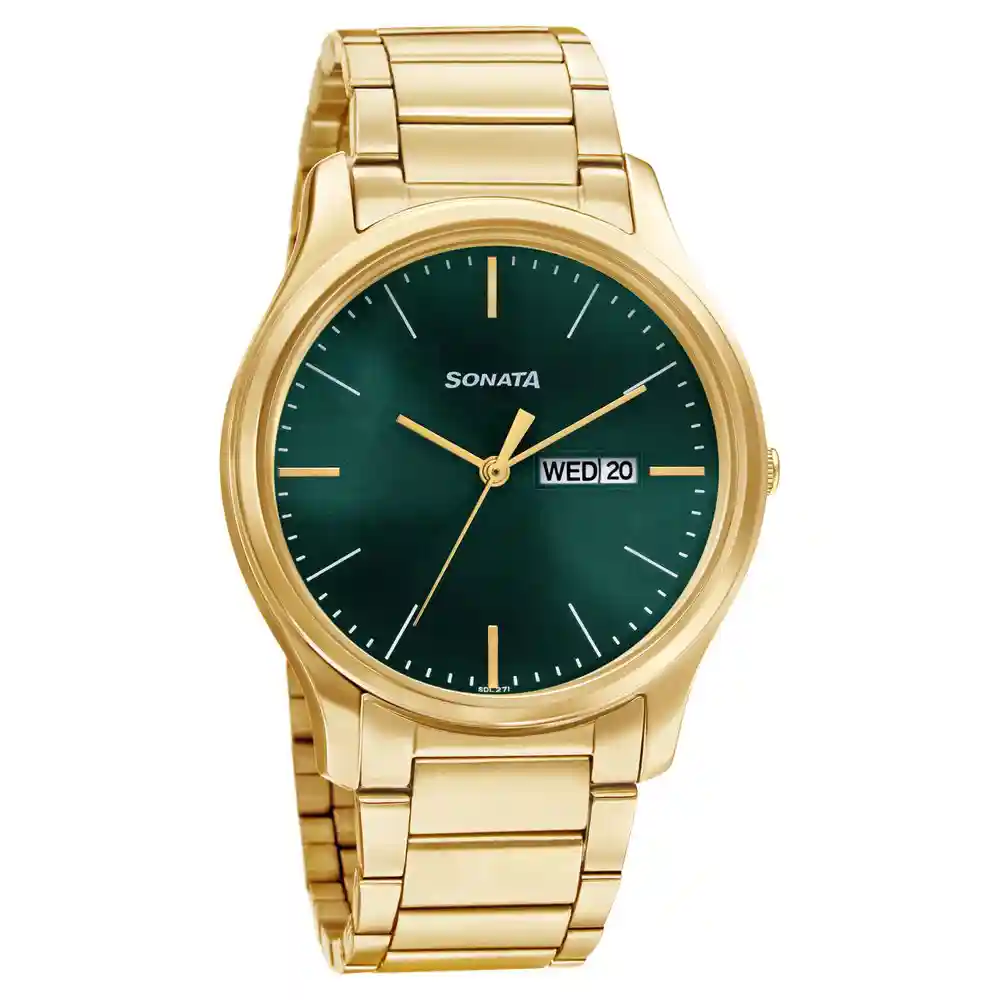 Sonata Green Dial Analog With Day And Date Watch 77082YM05W