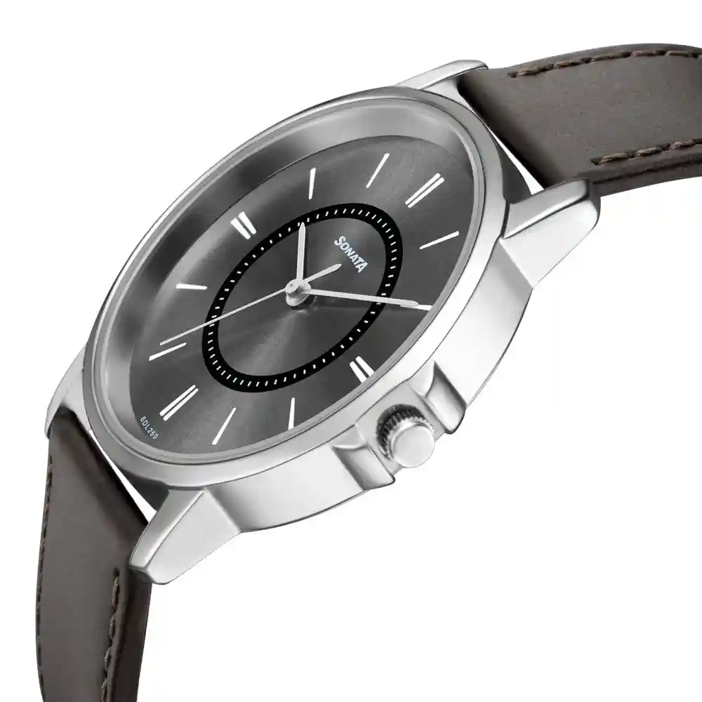 Sonata Grey Dial Analog Watch 77083SL06W