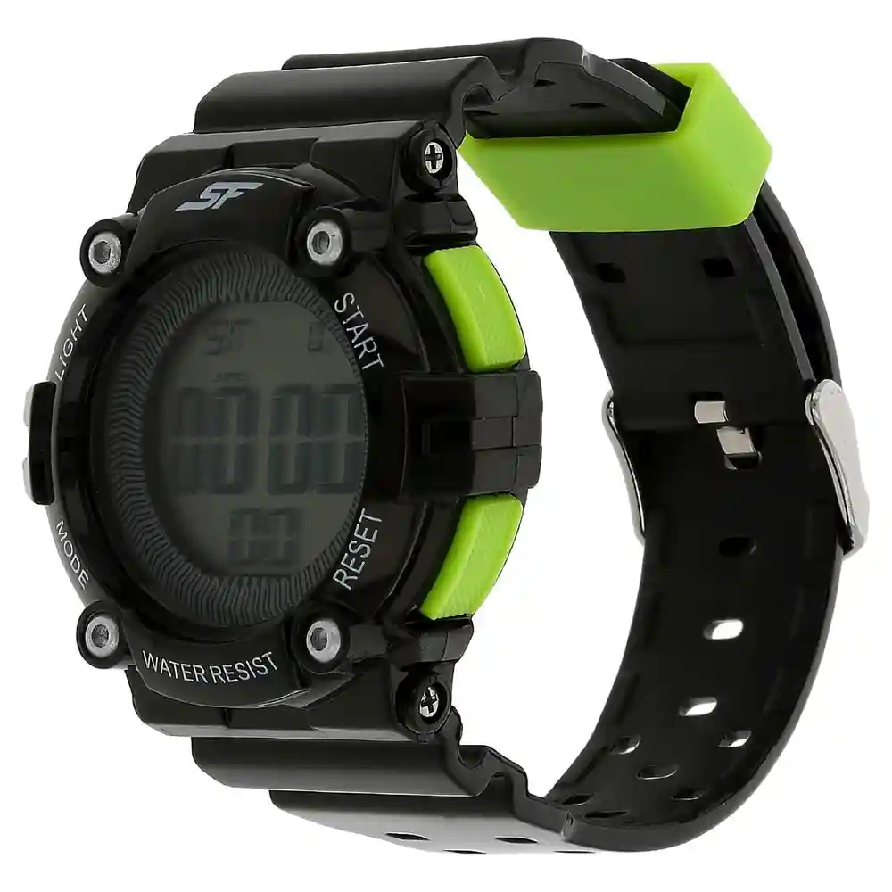 Sonata Grey Dial Black Plastic Strap Watch 77042PP05