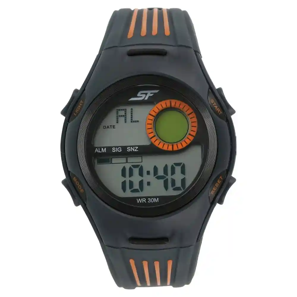 Sonata Grey Dial Black Plastic Strap Watch 77072PP05