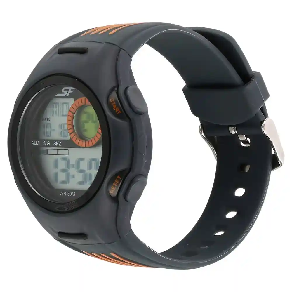 Sonata Grey Dial Black Plastic Strap Watch 77072PP05