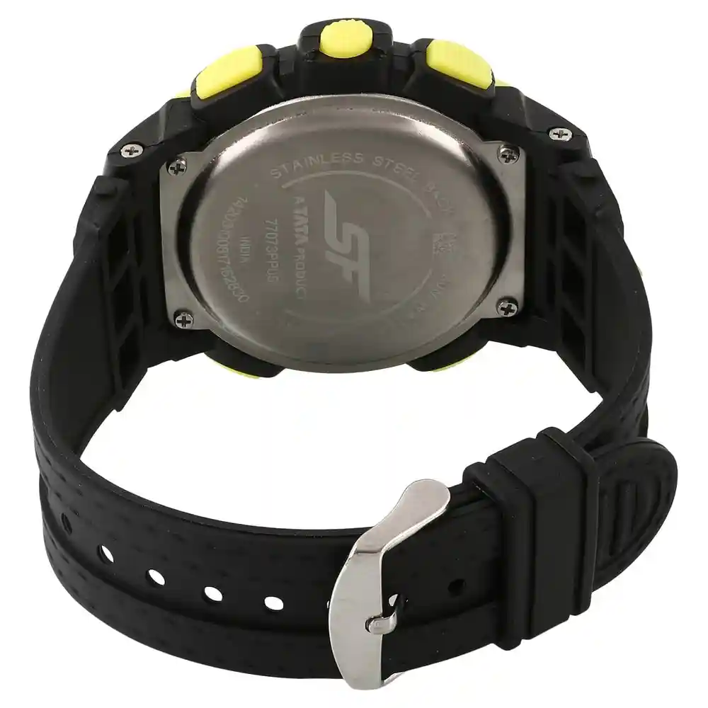 Sonata Grey Dial Black Plastic Strap Watch 77073PP05A