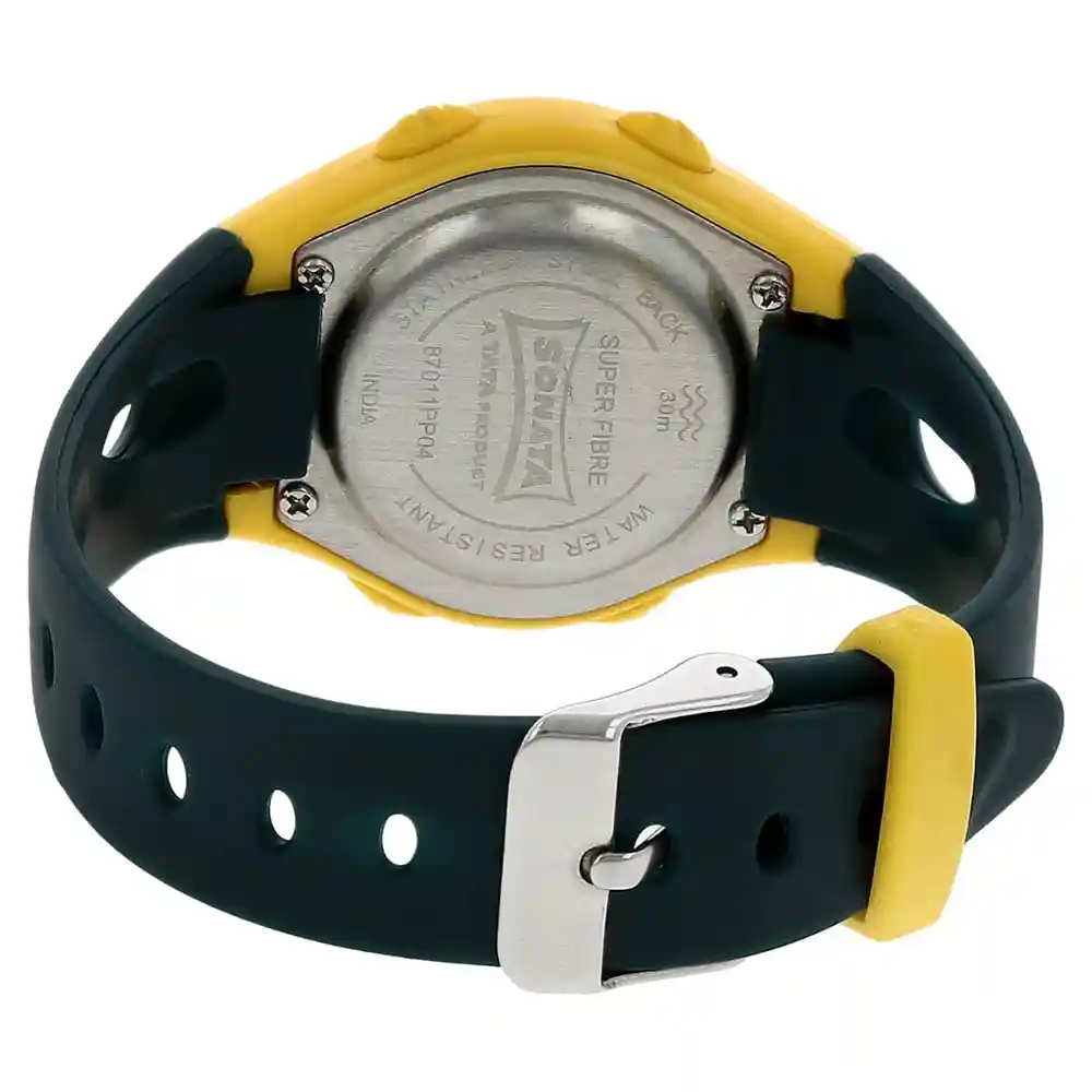 Sonata Grey Dial Black Plastic Strap Watch 87011PP04