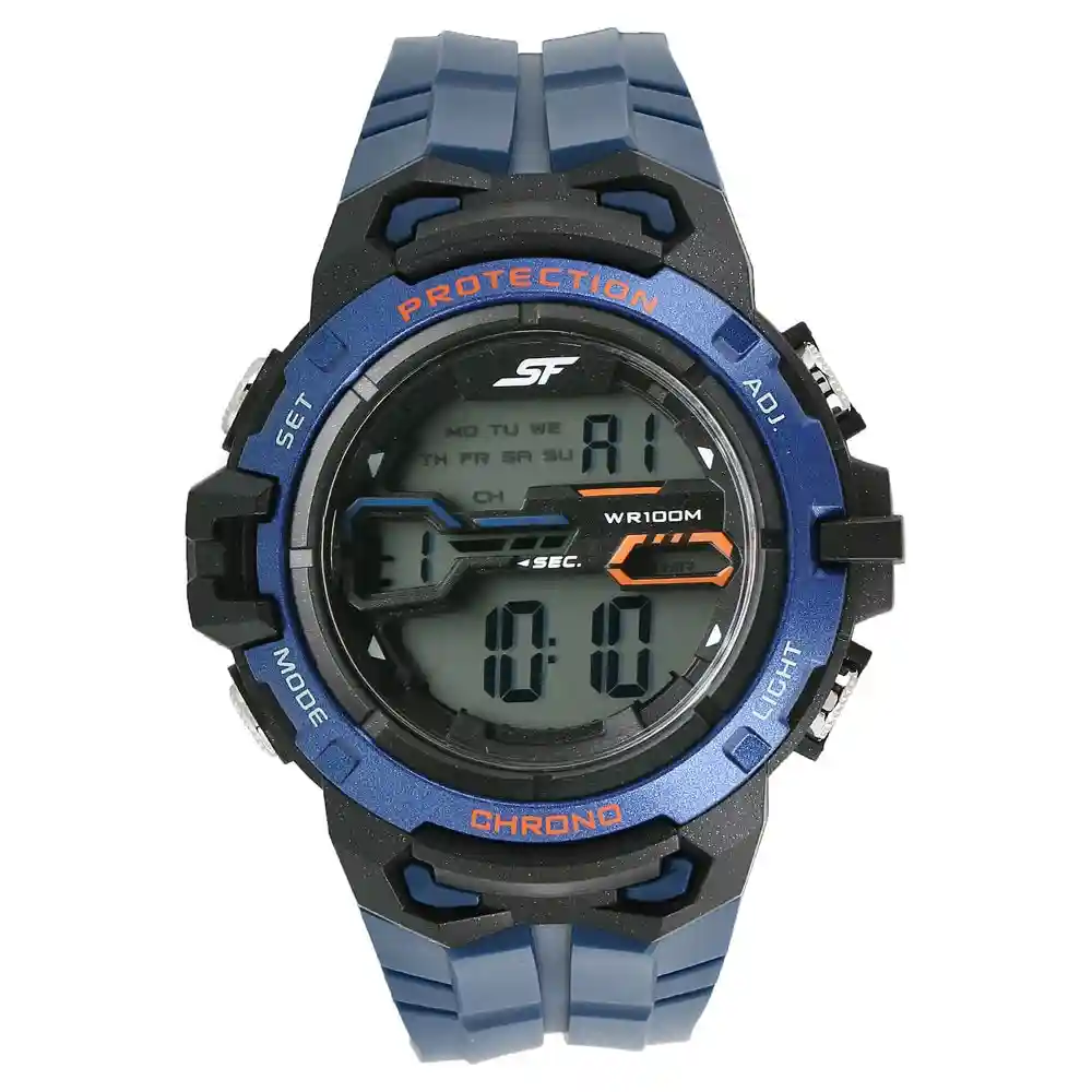 Sonata Grey Dial Blue Plastic Strap Watch 77076PP01