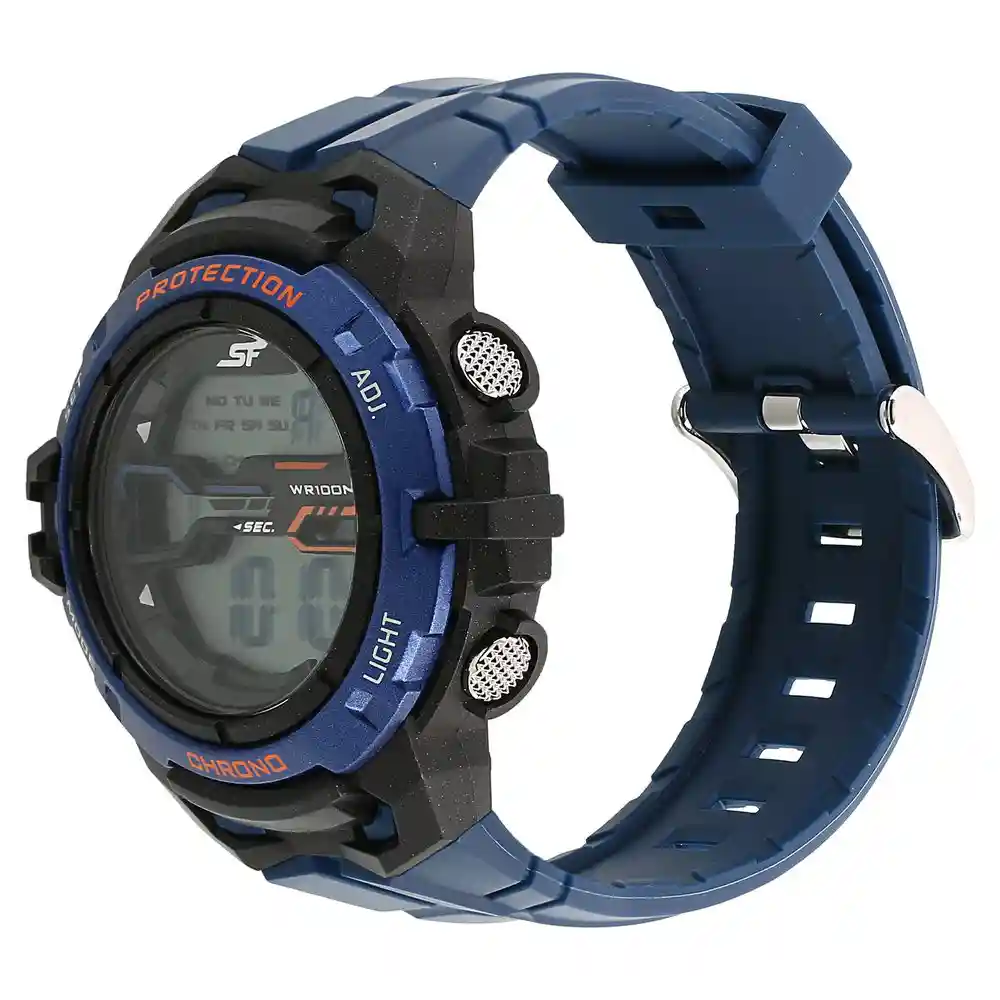 Sonata Grey Dial Blue Plastic Strap Watch 77076PP01