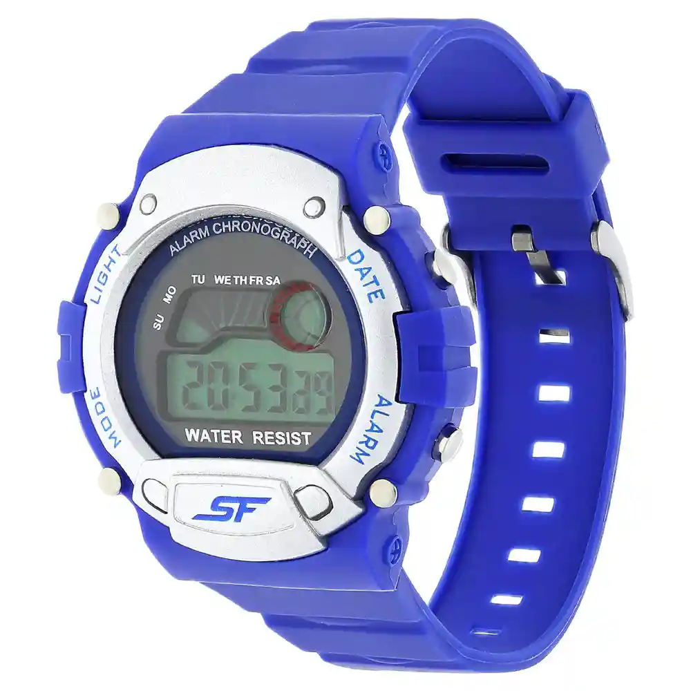 Sonata Grey Dial Blue Plastic Strap Watch 7982PP07