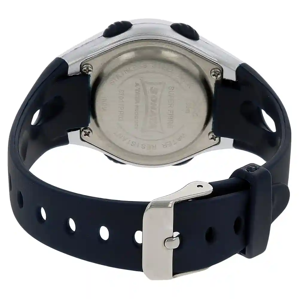 Sonata Grey Dial Blue Plastic Strap Watch 87011PP03