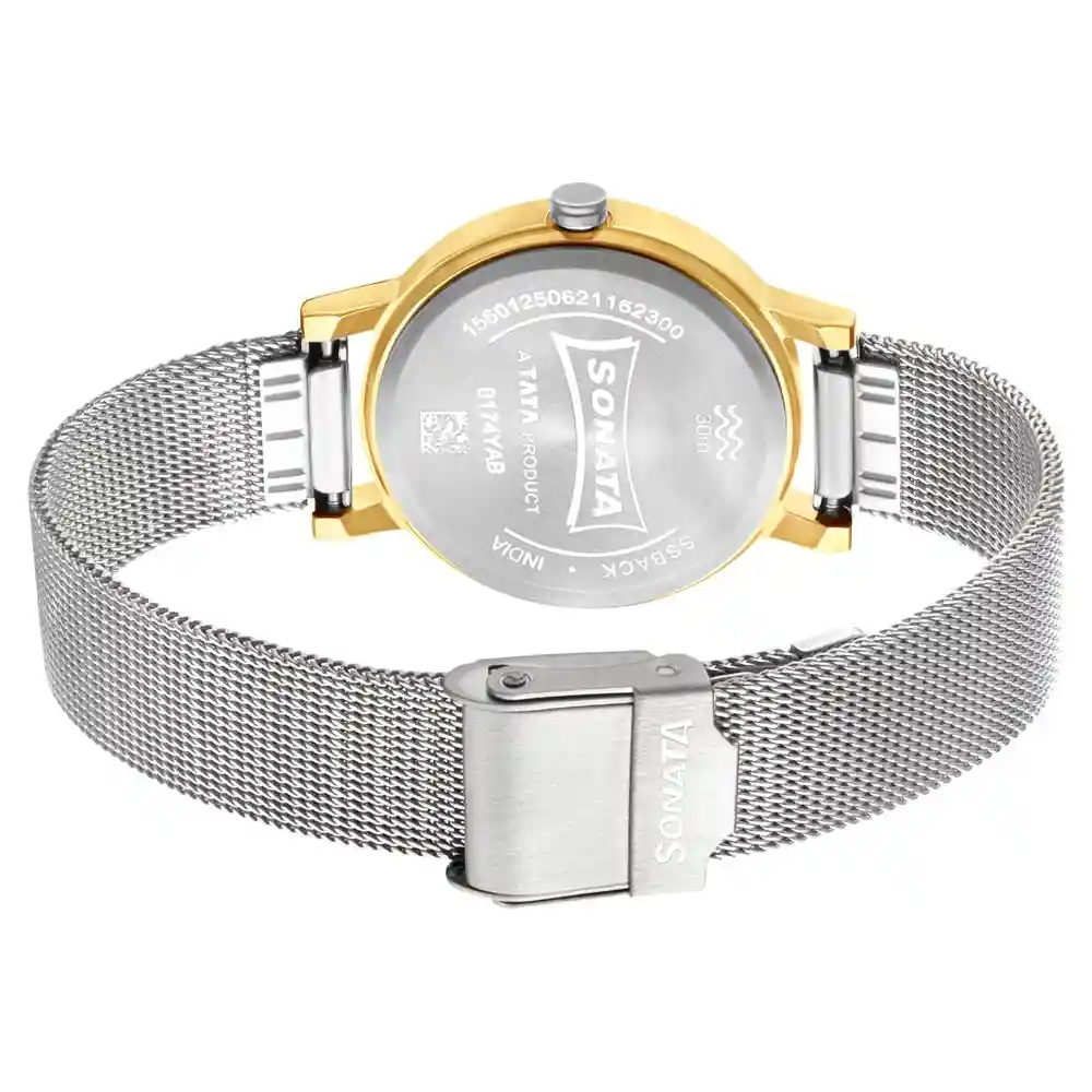 Sonata Linnea Silver Dial Silver Stainless Steel Strap Watch 8174BM01
