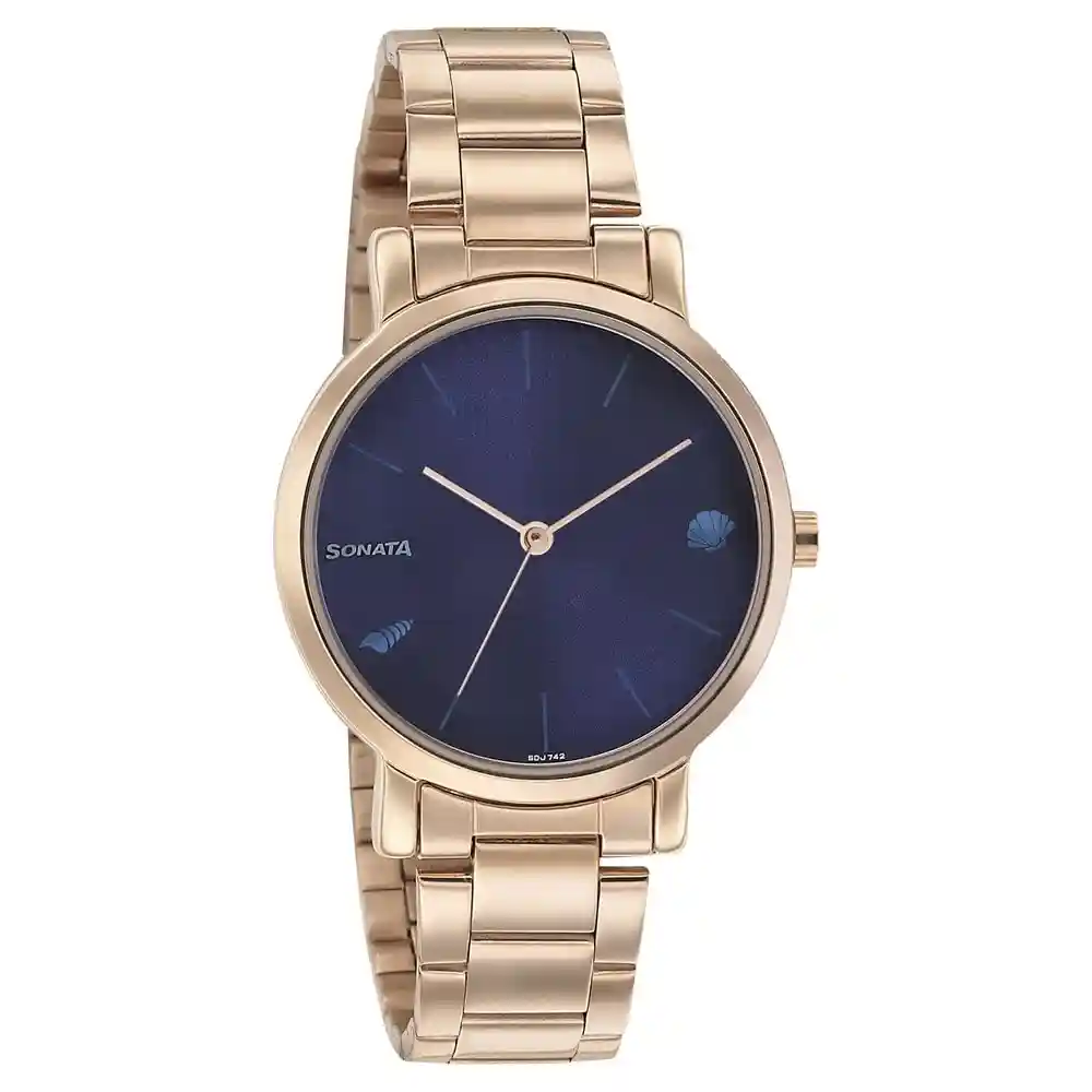 Sonata Play With Blue Dial Stainless Steel Strap Watch 8164WM01