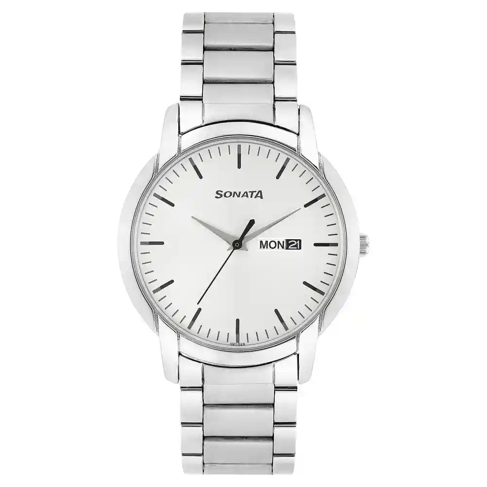 Sonata Reloaded Silver Dial Stainless Steel Strap 77031SM04
