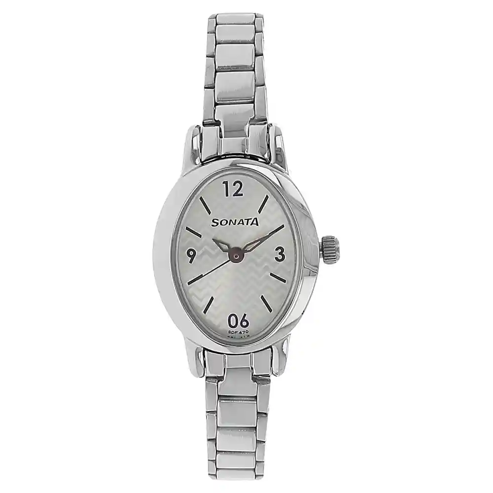 Sonata Silver Dial Silver Stainless Steel Strap Watch 8100SM03