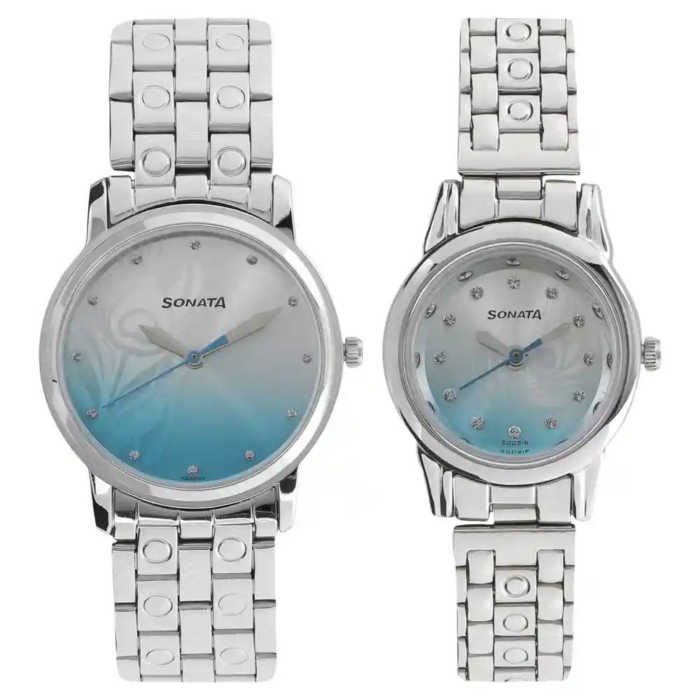 Sonata Silver Dial Watches With Metal Case 10138925SM01