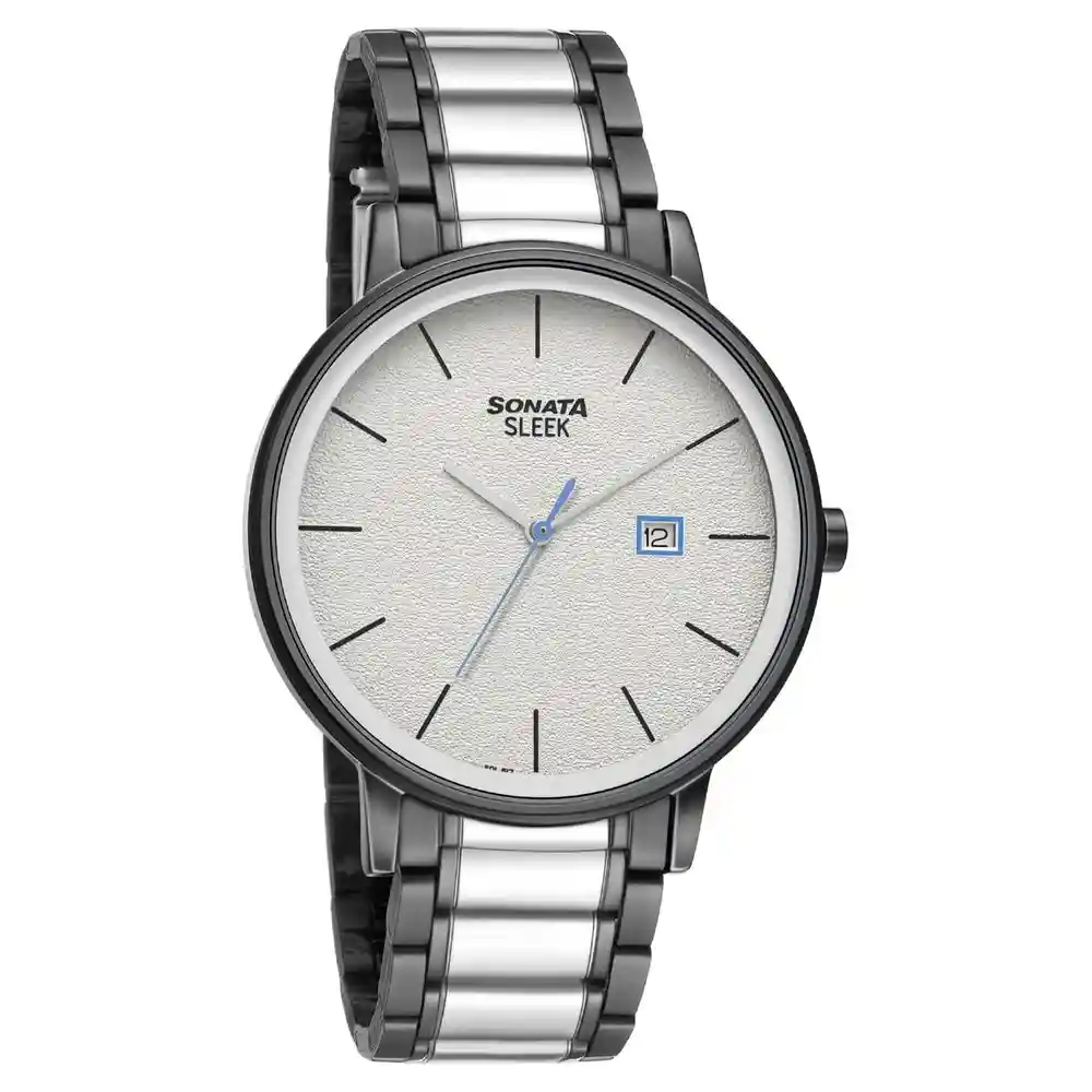Sonata Sleek White Dial Analog Watch 7131KM02