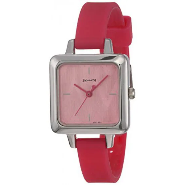 Sonata analog pink discount dial women's watch