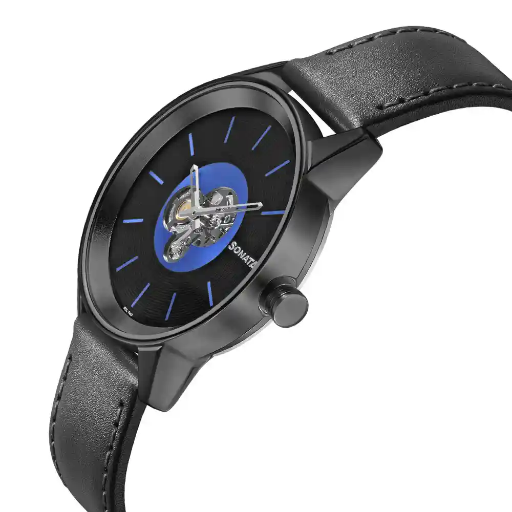Sonata Unveil Watch With Blue Dial And Leather Strap 7133NL03