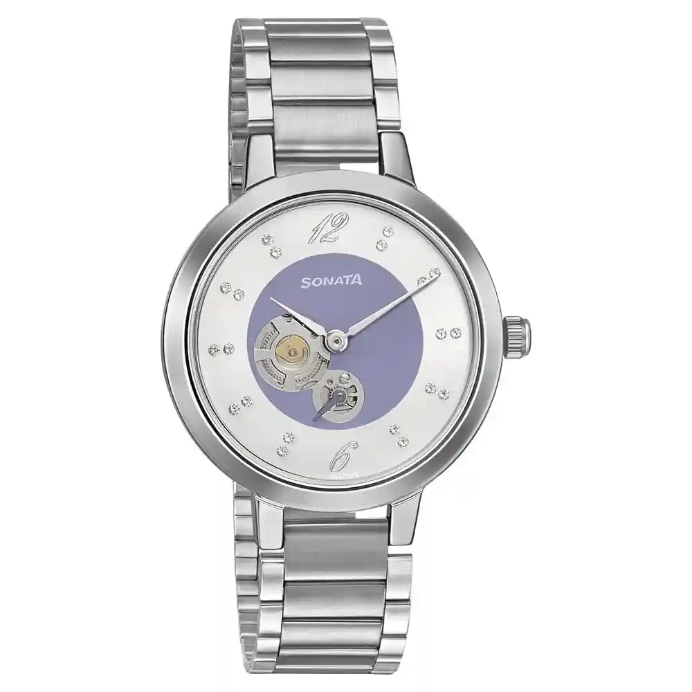 Sonata Unveil Watch With Silver Dial Stainless Steel Strap 8141SM14