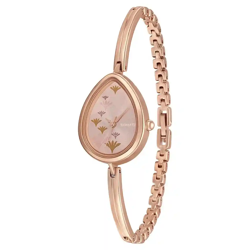 Sonata Wedding Edition Pink Dial Metal Strap Watch 8169WM01