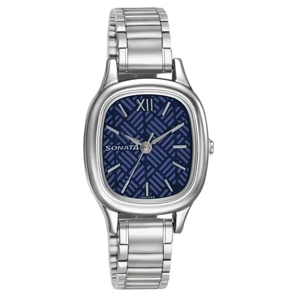 Sonata Workwear Watch With Blue Dial And Stainless Steel Strap 8060SM05