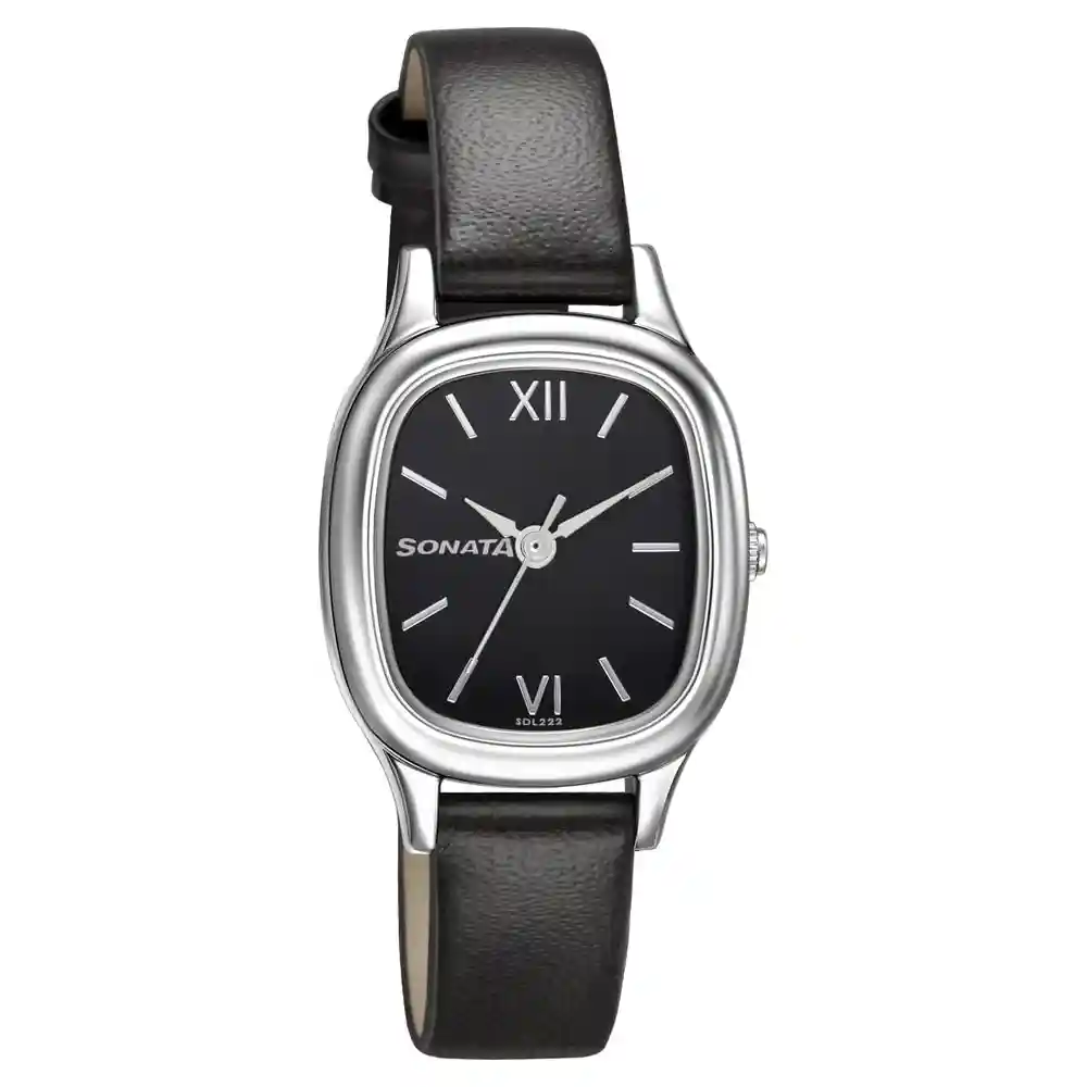 Sonata Workwear Watch With Grey Dial And Leather Strap 8060SL05