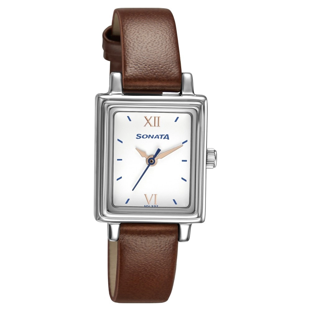 Sonata Multifunctions White Dial Women Watch With Leather Strap