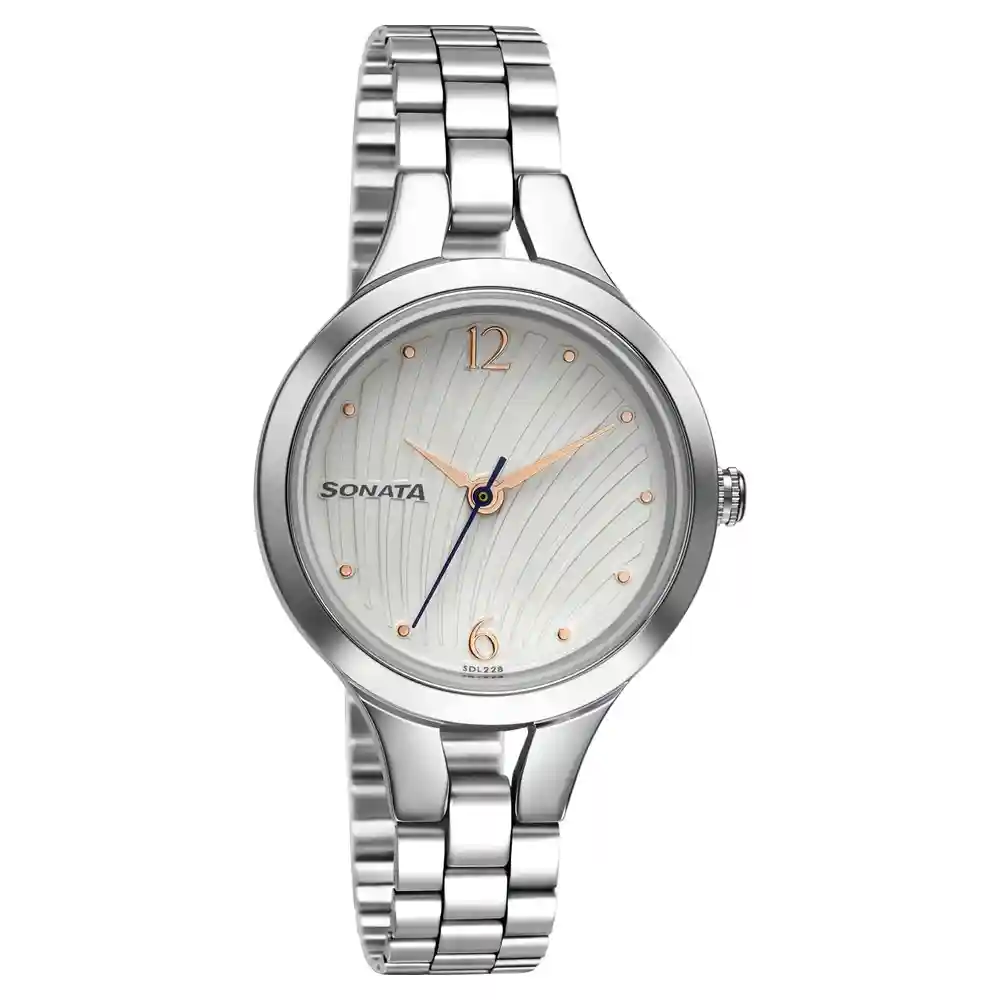 Sonata Workwear Watch With White Dial And Stainless Steel Strap 8151SM05