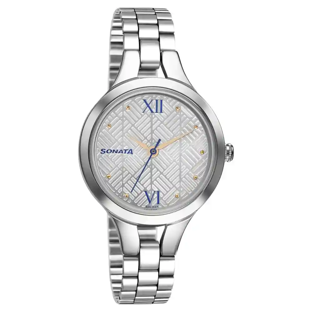 Sonata Workwear Watch With White Dial And Stainless Steel Strap 8151SM06
