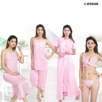 Sukanya 05040 Nightwear 6 Pcs Set L Pink