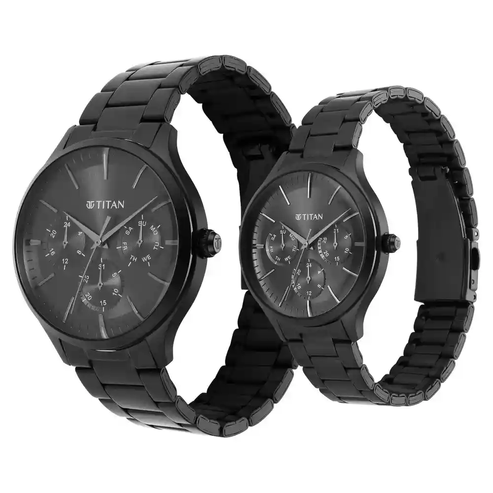 Titan Bandhan Black Dial Stainless Steel Strap Watch 9400494204NM01