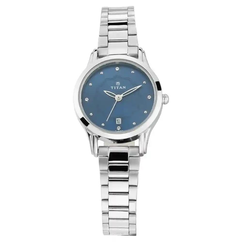 Titan Blue Dial Metal Strap Watch 2628SM01
