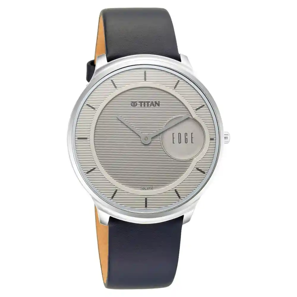 Titan Edge Baseline Watch With Grey Dial And Blue Leather Strap 1843SL01