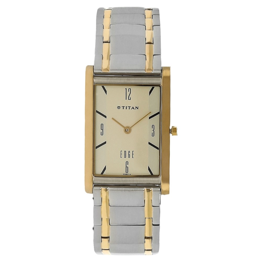 Buy Titan Edge Champagne Dial Two Toned Stainless Steel Strap