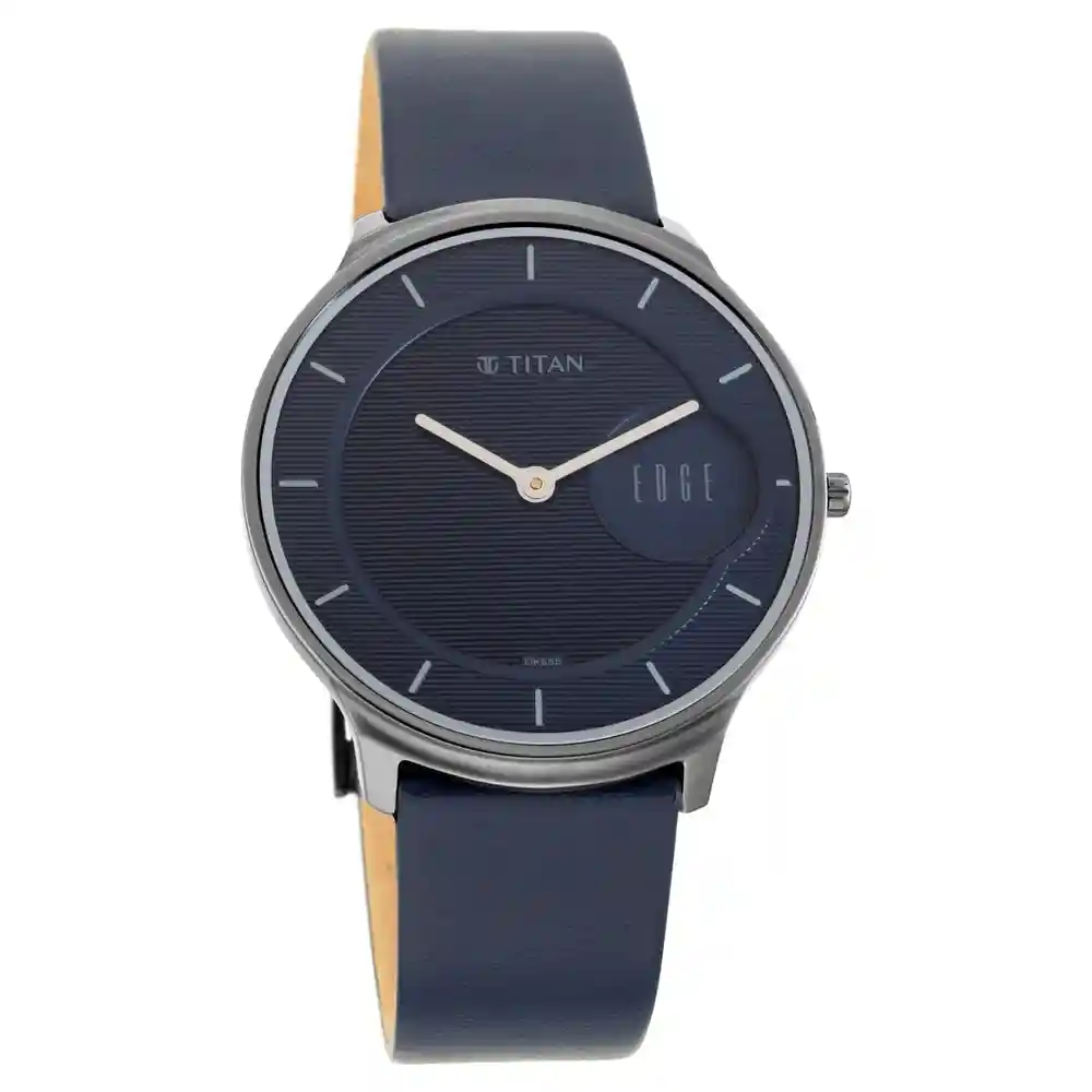 Titan Edge Watch With Blue Dial In Anthracite Case 1843QL01