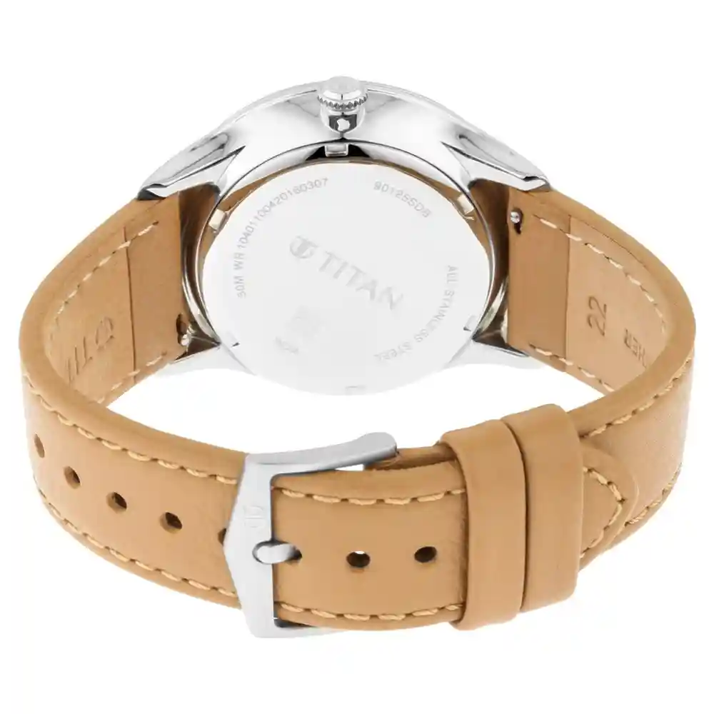 Titan Light Yellow Dial Leather Strap Watch 90125SL04