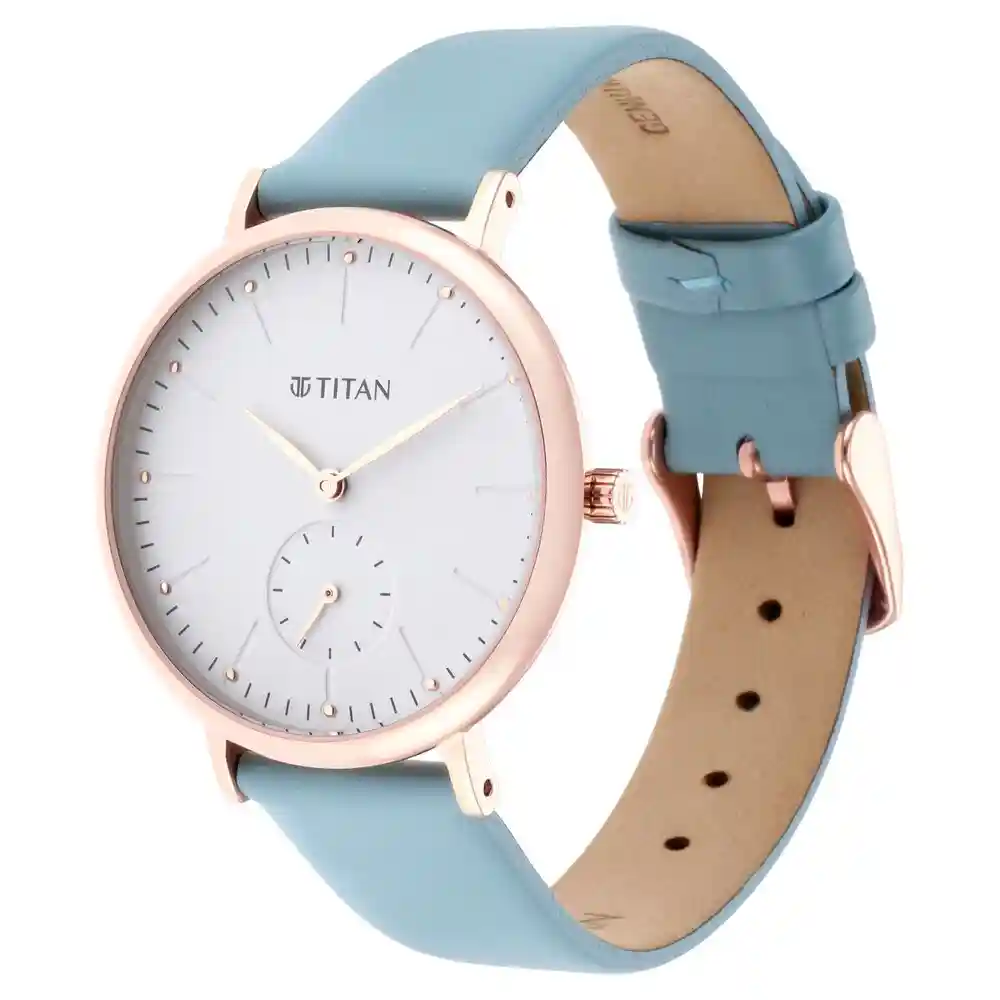 Titan Minimals White Dial Leather Strap Watch 95142WL01