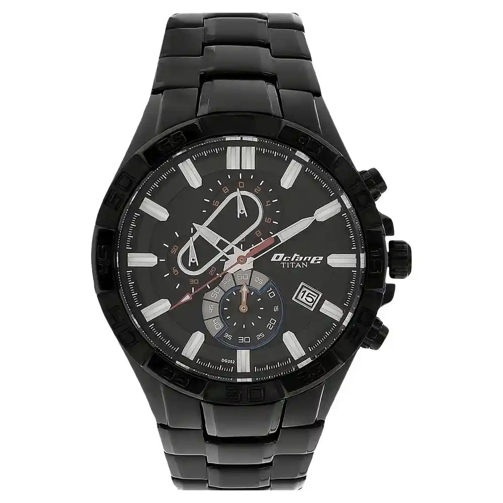 Titan Octane Black Dial Stainless Steel Strap Watch 90079NM01
