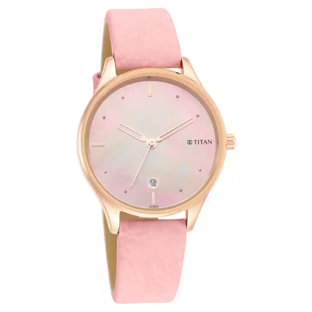 Titan Pastel Dreams Mother Of Pearl Dial Dusty Rose Leather Strap Watch 2670WL02