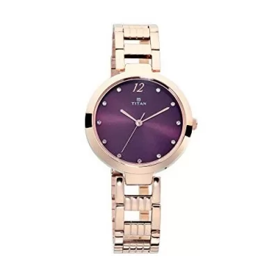 Titan Purple Fashion Basics Analog Red Dial Womens Watch 2480WM02