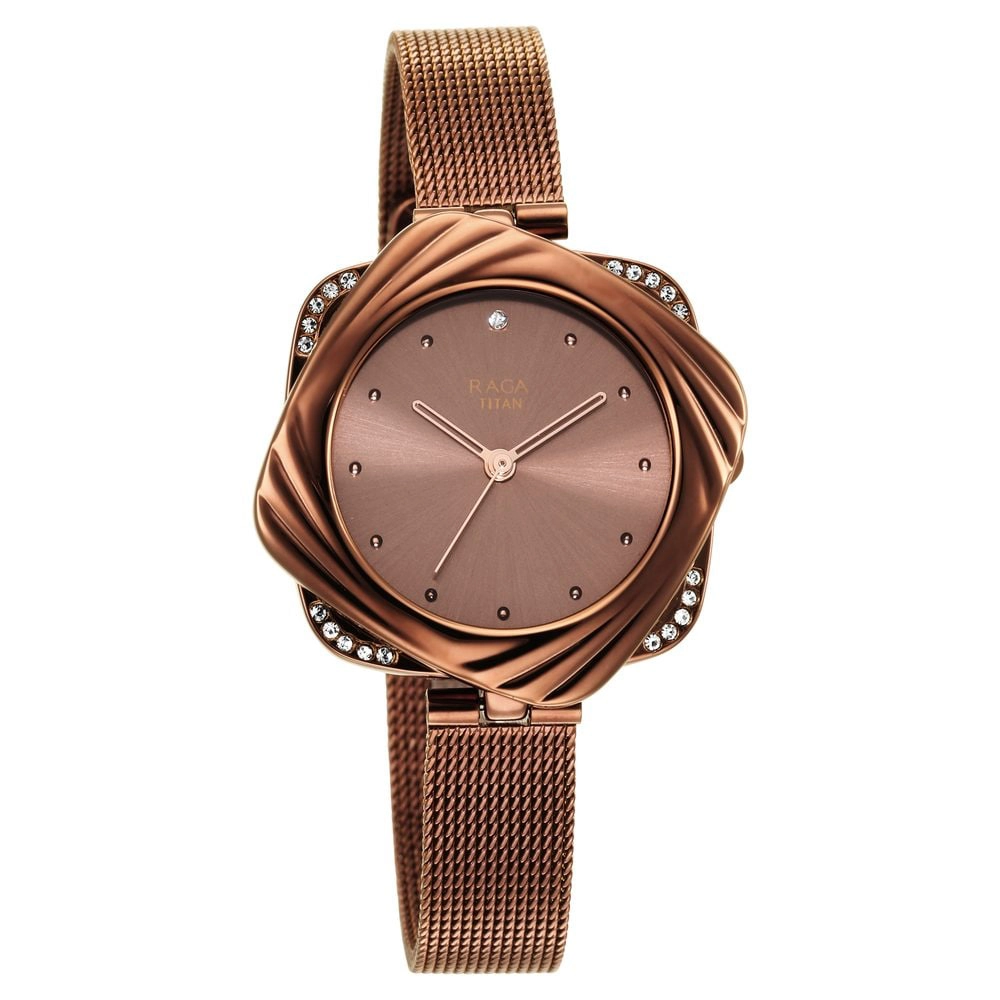 Buy Online Titan Raga Delight Rose Gold Dial Women Watch With Stainless  Steel Strap - emp95153km01 | Titan