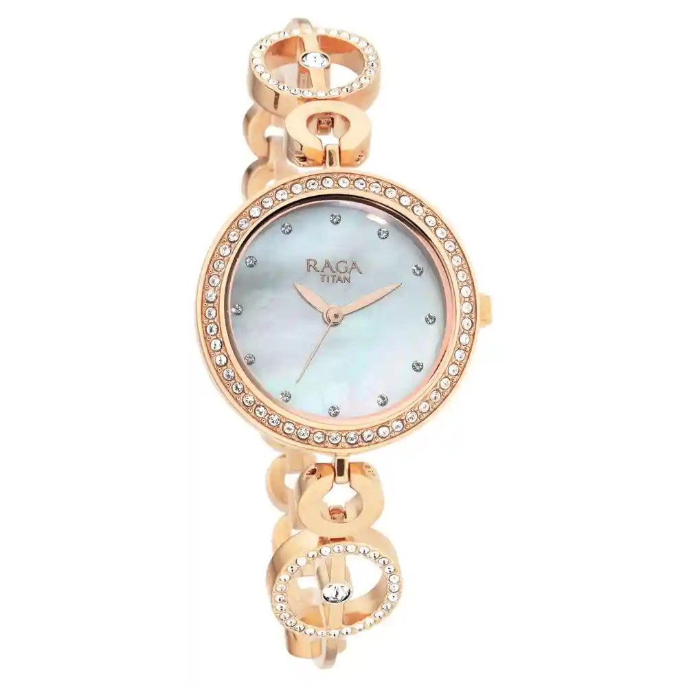 Titan Raga Mother Of Pearl Dial Swarovski Studded Watch 2539WM03