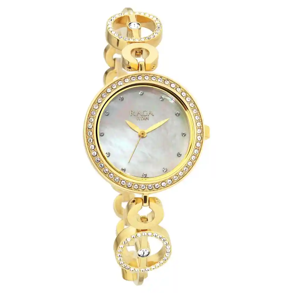 Titan Raga Mother Of Pearl Dial Swarovski Studded Watch 2539YM02