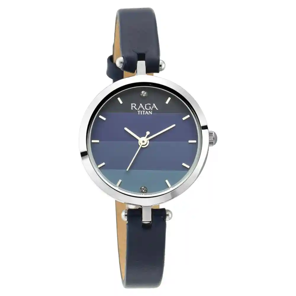 Titan Raga Viva Blue Dial Leather Strap Watch 2606SL02