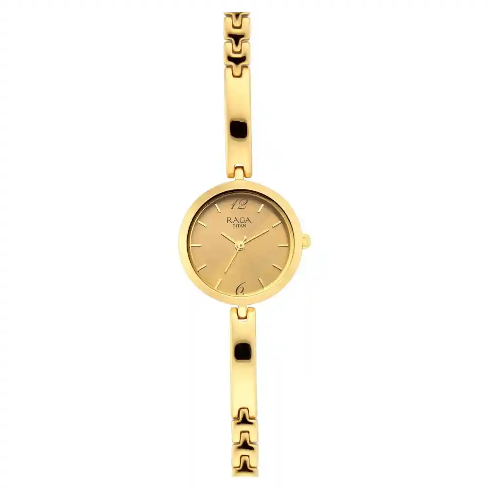 Titan Raga Viva Golden Dial Metal Strap Watch 2606YM06
