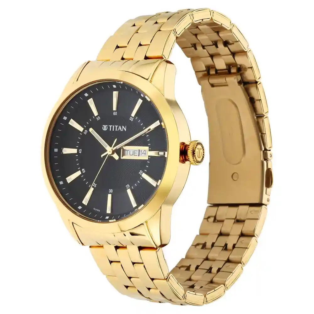 Titan Regalia Opulent Champagne Dial Golden Stainless Steel Strap Watch 1752YM03