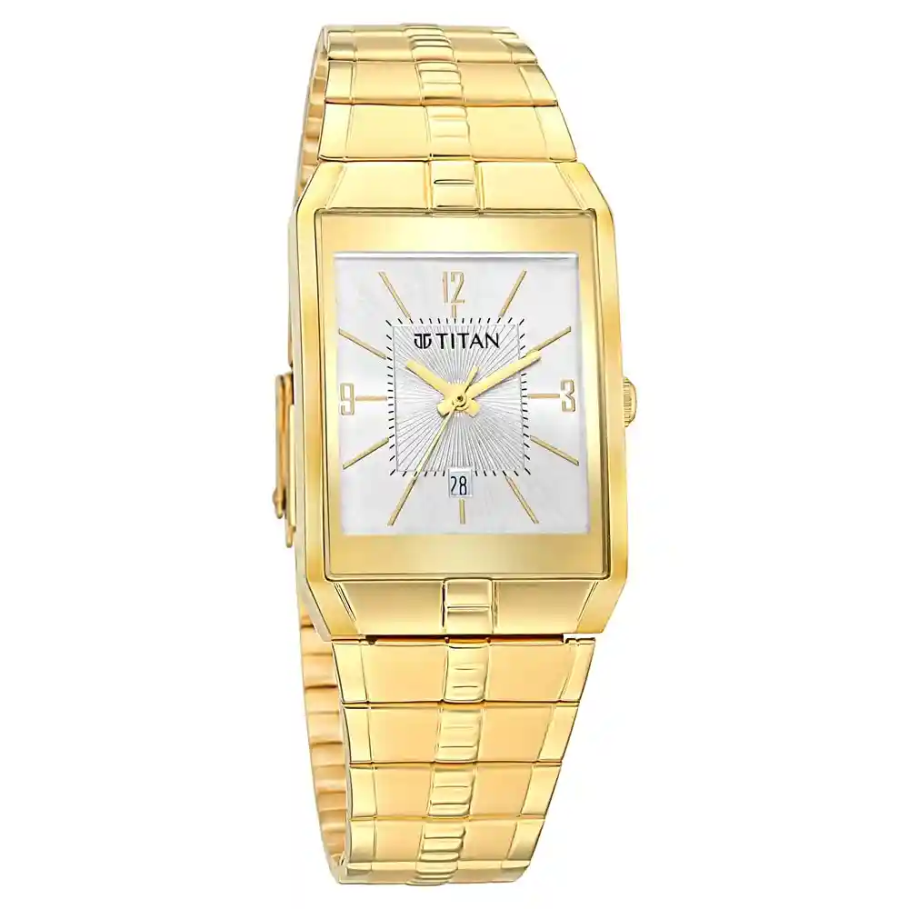 Titan White Dial Metal Strap Watch 9151YM06