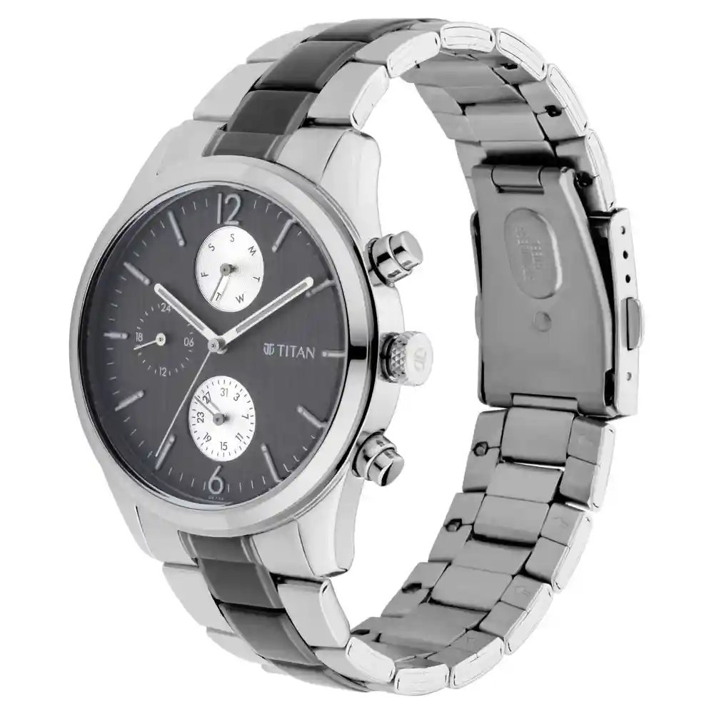 Titan Workwear Watch With Anthracite Dial And Metal Strap 1805KM02