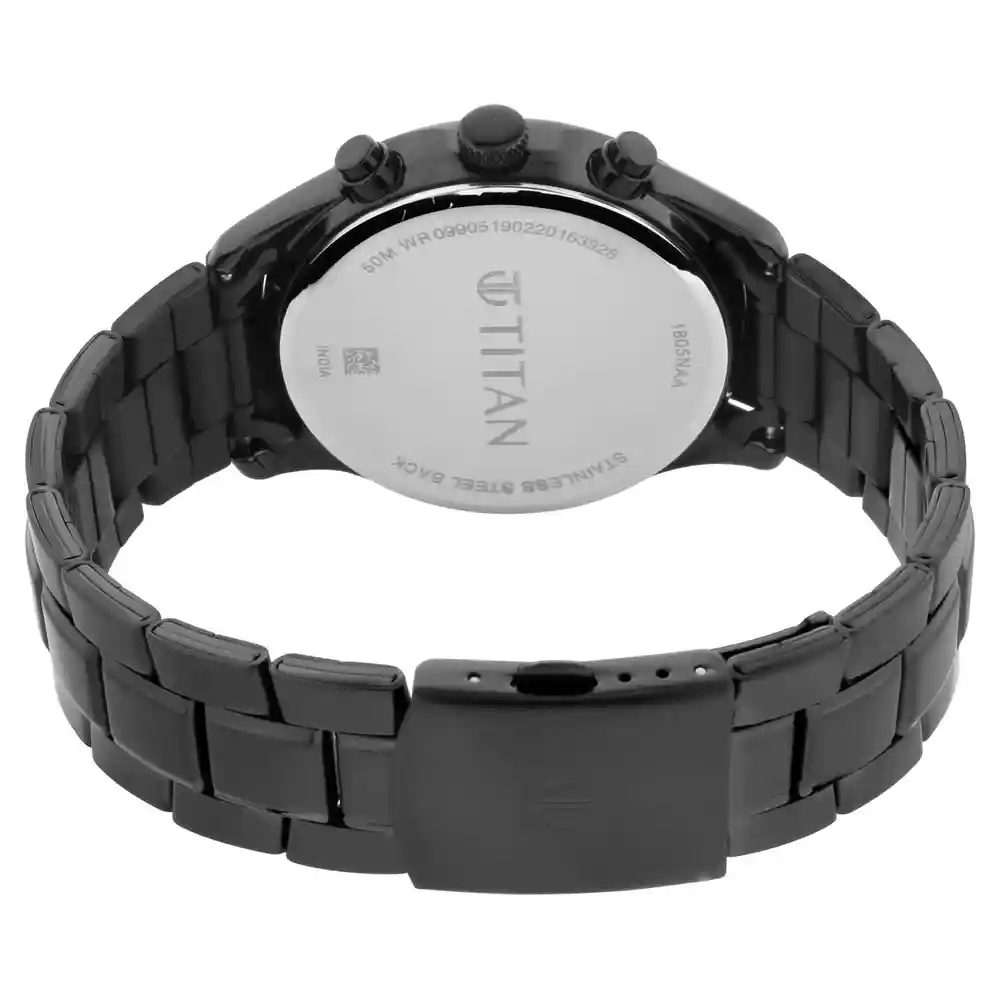 Titan Workwear Watch With Black Dial And Metal Strap 1805NM02