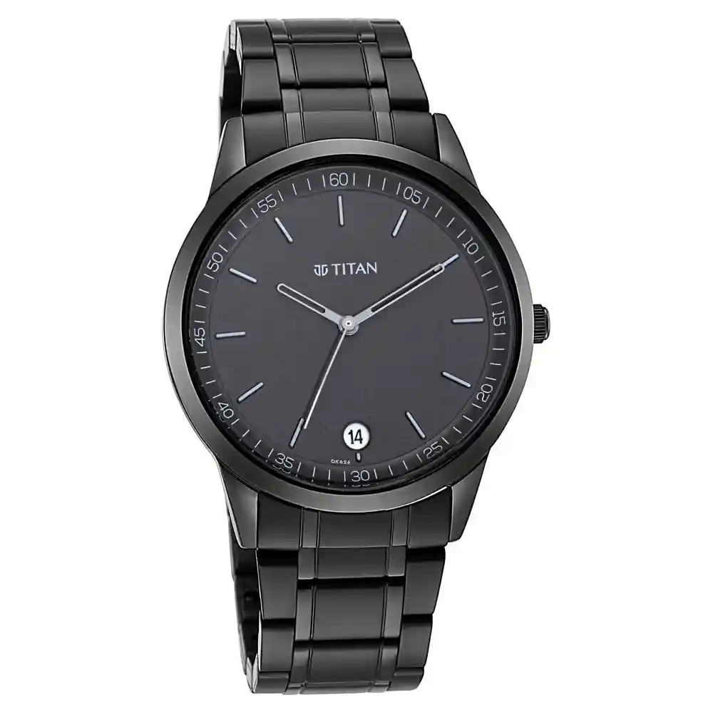 Titan Workwear Watch With Black Dial And Metal Strap 1806NM01